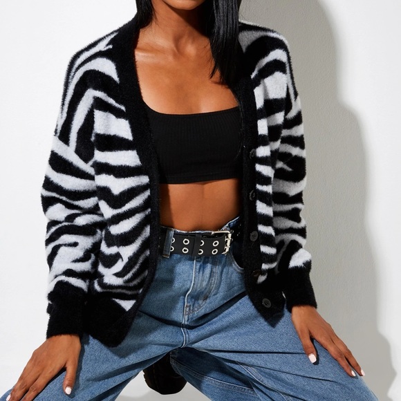 Uriela Cardigan In Knit Zebra Black And 
